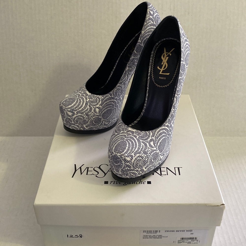 YSL Tribtoo 105 PumpFake Nubuck Dantelle Size 38